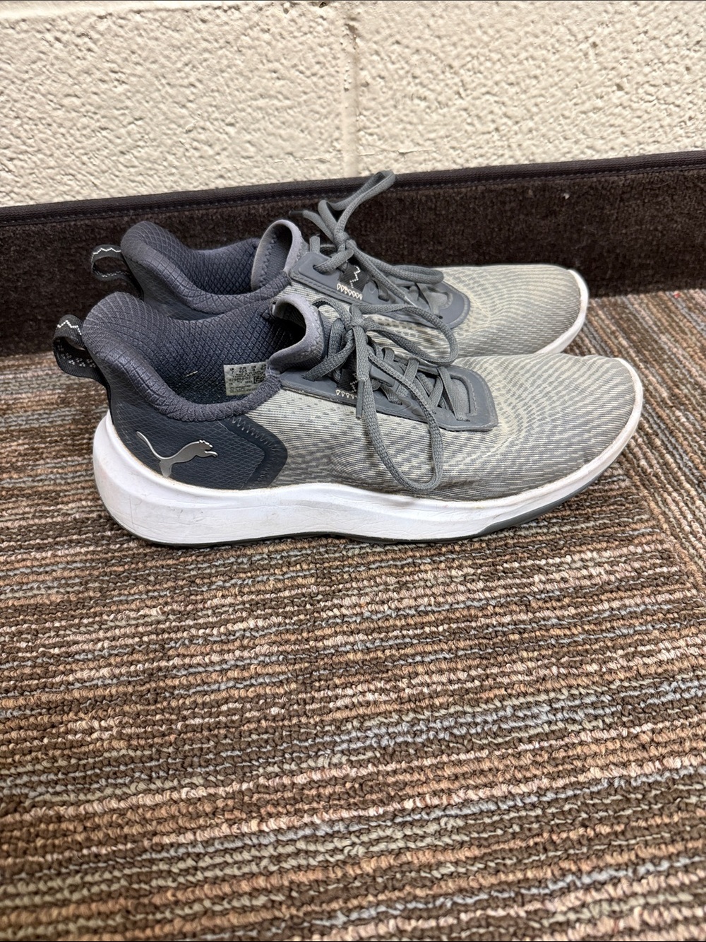 Puma Gray and White Knit Running Shoes